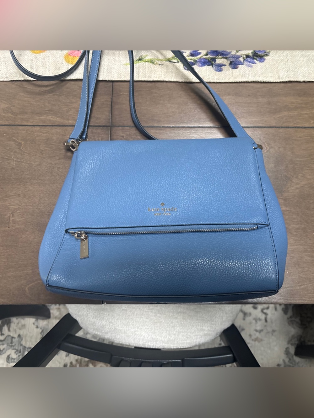 kate spade sky blue pebbled leather shoulder bag